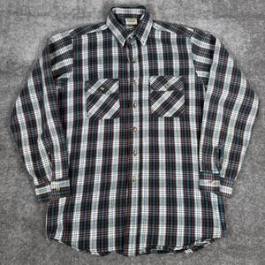 Vintage Five Brother Shirt Men's Medium Tallman Green Plaid Flannel Flap Pockets